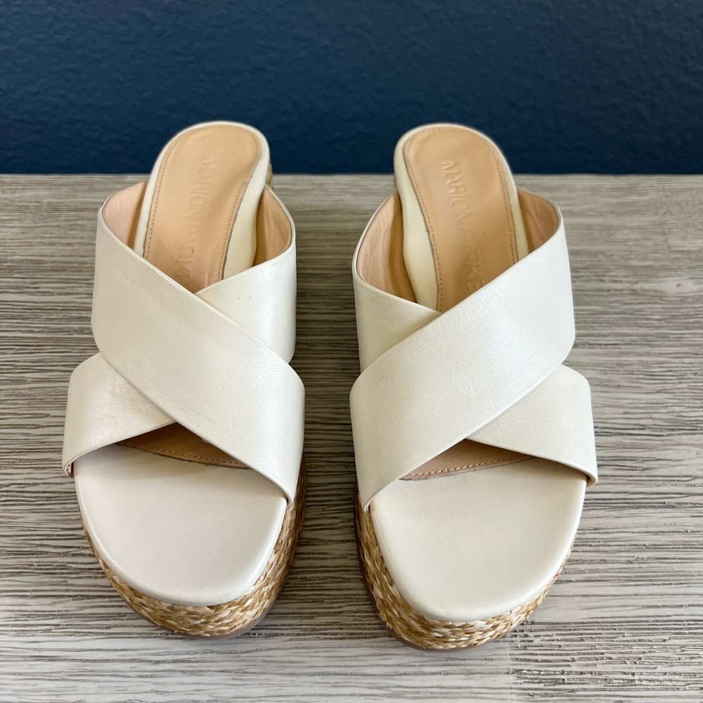 LIKE NEW!!! Marion Parke Stylish Cream Wedge Sandals